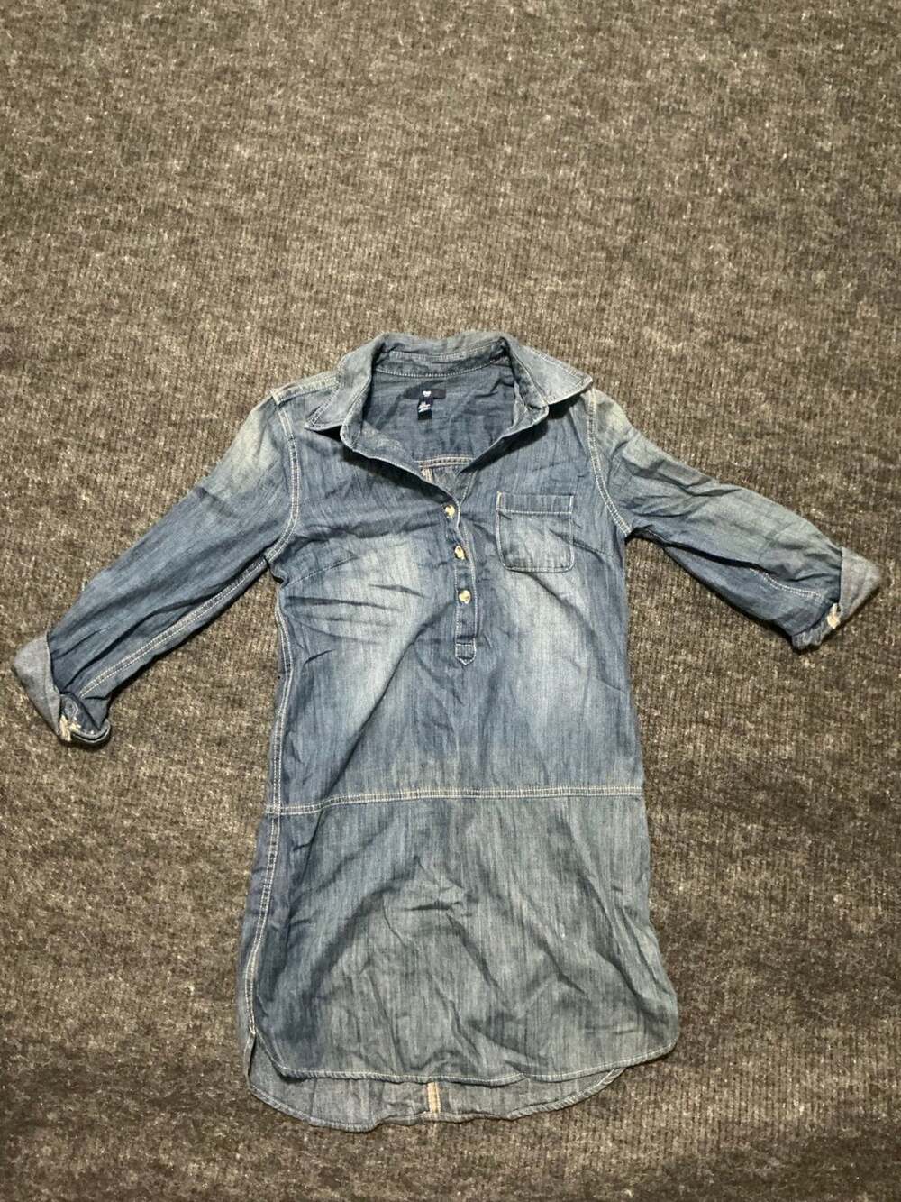 Gap Denim Dress Womens Size XS Button-up Front and 3/4 Sleeves
